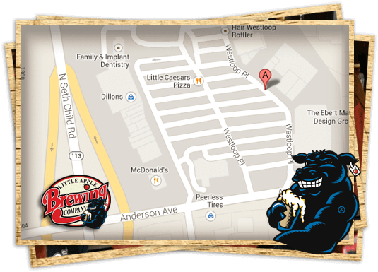 antique looking map leading to little apple brewery